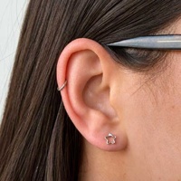 Titanium - Cubic Zirconia Open Star - Threadless 18G - 7mm Flatback Stud