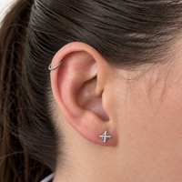 Titanium - Cubic Zirconia Eight Pointed Star - Threadless 18G - 7mm Flatback Stud