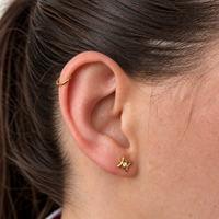 Gold Titanium - Cubic Zirconia Fire Star - Threadless 18G - 7mm Post