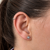 Titanium - Cubic Zirconia Fire Star - Threadless 18G - 7mm Flatback Stud