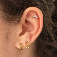 Gold Titanium - Cubic Zirconia Tiara - Threadless 18G - 7mm Flatback Stud
