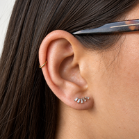 Gold Titanium - Cubic Zirconia Curved Cluster - Threadless 18G - 7mm Flatback Stud
