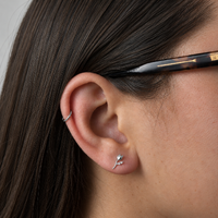 Titanium - Cubic Zirconia Rose - Threadless 18G - 7mm Flatback Stud