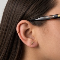 Gold Titanium - Cubic Zirconia Rose - Threadless 18G - 7mm Flatback Stud