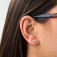 Gold Titanium - Cubic Zirconia Crystal Bow  - Threadless 18G - 7mm Flatback Stud