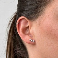 Titanium - Star Trio - Threadless 18G - 7mm Flatback Stud