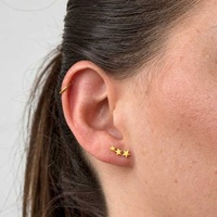 Gold Titanium - Star Trio - Threadless 18G - 7mm Flatback Stud