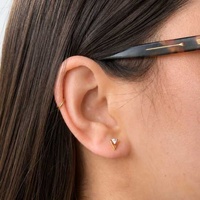 Gold Titanium - Cubic Zirconia Arrow - Threadless 18G - 7mm Flatback Stud
