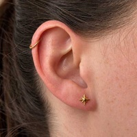 Gold Titanium - Sparkle - Threadless 18G - 7mm Flatback Stud