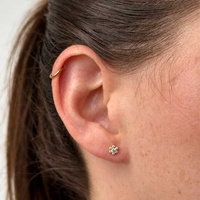 Gold Titanium - Cubic Zirconia Plum Blossom - Threadless 18G - 7mm Flatback Stud