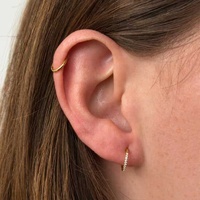 Gold Titanium Hinged Ring - Cubic Zirconia Seamless Cluster - 18G - 8mm
