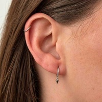 Titanium Earrings - Cubic Zirconia Triangle Pendant - 18G - 8mm