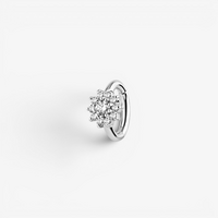 Nickel Free Cobalt Chrome Belly Ring - Premium Zirconia Flower