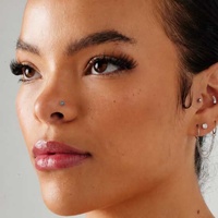Surgical Steel Pigtail Nose Stud - Intricate Flower - 4mm