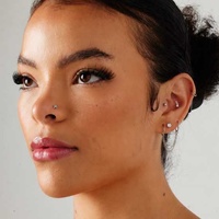Surgical Steel Pigtail Nose Stud - Plain Circle Cluster