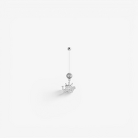 PTFE Pregnancy Belly Bar - Crystal Little Baby Jewellery Charm 14 Gauge - 30mm
