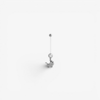 PTFE Pregnancy Belly Bar - Crystal Pram Jewellery Charm 14 Gauge - 30mm