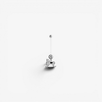 PTFE Pregnancy Belly Bar - Crystal Rocking horse Jewellery Charm 14 Gauge - 30mm