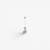 PTFE Pregnancy Belly Bar - Crystal Baby Feet Jewellery Charm 14 Gauge - 30mm
