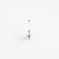 PTFE Pregnancy  Belly Bar - Crystal Cherub Jewellery Charm 14 Gauge - 30mm