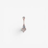 Rose Gold Steel Belly Ring - Cubic Zirconia Oval Cluster