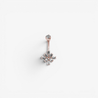 Rose Gold Steel Belly Ring - Cubic Zirconia Star Burst