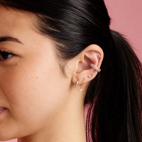 Rose Gold Steel Conch Ring - Double Row Cubic Zirconia 16 Gauge - 12mm