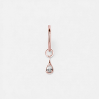 Rose Gold Steel Tear Drop Charm - Cubic Zirconia