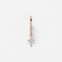 Rose Gold Steel Cross Charm - Cubic Zirconia