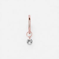 Rose Gold Steel Jewelled Charm - Round Cubic Zirconia