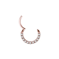 Rose Gold Steel Hinged Clicker Ring - Front Facing Premium Zirconia