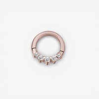 Rose Gold Steel Septum Ring - Front Facing Crown Cubic Zirconia 16 Gauge - 8mm