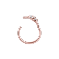 Rose Gold Steel Hinged Ring - Cubic Zirconia Flower