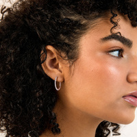 Rose Gold Steel Hoop Earrings - Fine Premium Crystal