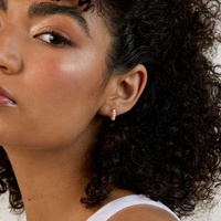 Rose Gold Steel Huggies Hoop Earrings - Cubic Zirconia 20 Gauge - 5mm