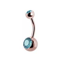 Rose Gold Steel Double Jewelled Belly Ring