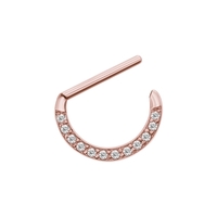Rose Gold Steel Nipple Clicker Shield - Cubic Zirconia