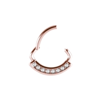 Rose Gold Steel Hinged Clicker Ring - Premium Zirconia 16 Gauge - 6mm