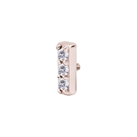 Rose Gold Steel Attachment for (Type S) Internal Thread Labret - Premium Zirconia - Rectangle - 5.5mm