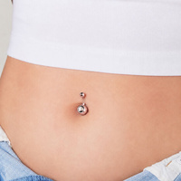Rose Gold Titanium Mini Belly Bar - Double Gem 14 Gauge - 6mm