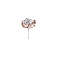 18K Rose Gold Attachment for Threadless Labret - Princess Cut Premium Zirconia
