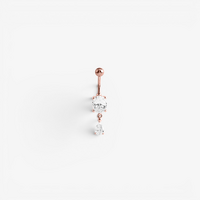 Rose Gold Steel Belly Ring - Pear and Oval Cubic Zirconia 14 Gauge - 10mm