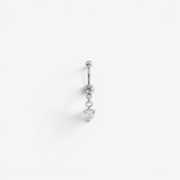 Surgical Steel Mini Belly Ring - Crystal Heart Jewellery Charm 14 Gauge - 10mm