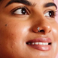 Surgical Steel L-Shape Ring Nose Stud - Crystal Boquete