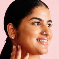 Surgical Steel L-Shape Ring Nose Stud - Crystal Flower