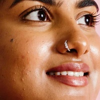Surgical Steel L-Shape Ring Nose Stud - Crystal Trio