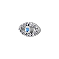 Surgical Steel Attachment for (Type S) Internal Thread Labret - Evil Eye Cubic Zirconia - 10mm