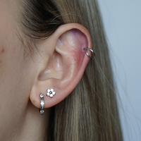 Titanium - Flower - Cubic Zirconia - Threadless Labret
