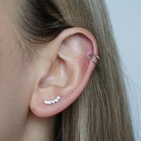 Titanium - Leaf Cluster - Cubic Zirconia - Threadless Labret