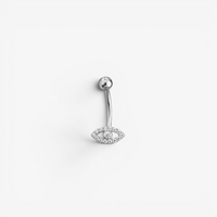 Titanium Double Jewelled Belly Ring Evil Eye Cubic Zirconia